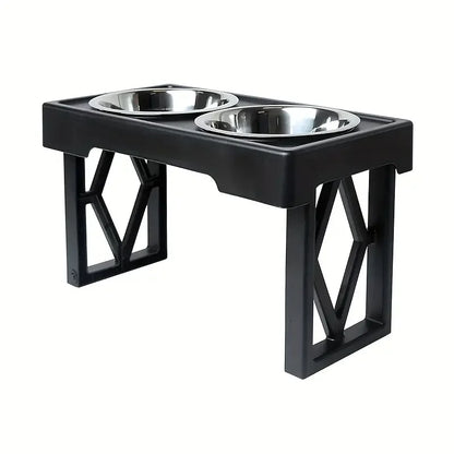 Stainless Steel Dog & Cat Double Bowl with Lifting Rack