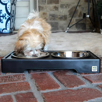 Stainless Steel Dog & Cat Double Bowl with Lifting Rack