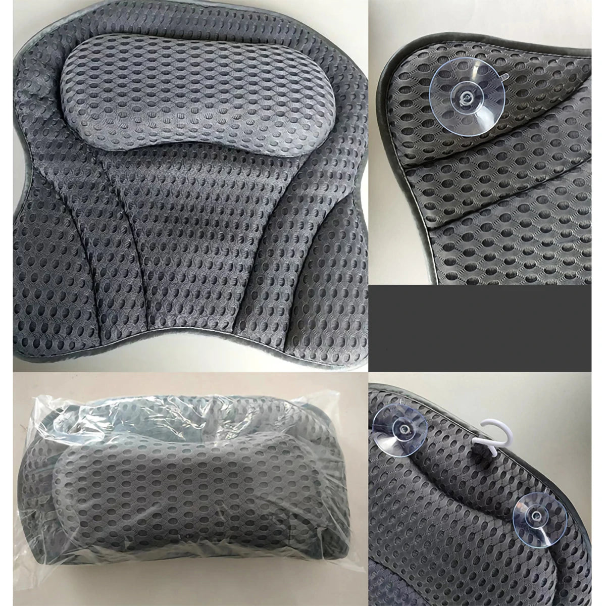 Mesh Bath Pillow with Suction Cups - Ultimate Comfort & Stability