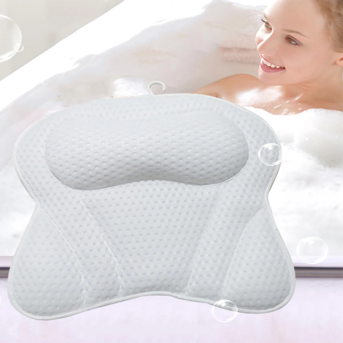 Mesh Bath Pillow with Suction Cups - Ultimate Comfort & Stability