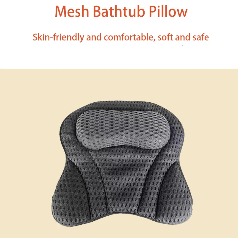 Mesh Bath Pillow with Suction Cups - Ultimate Comfort & Stability